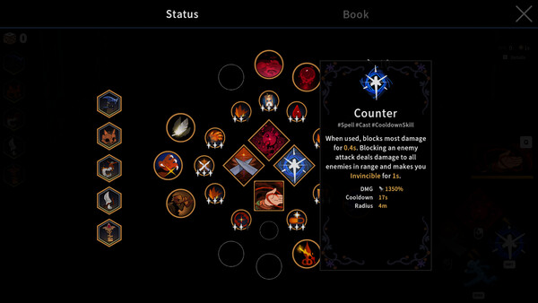 Official Garden of Witches status and ability selection interface